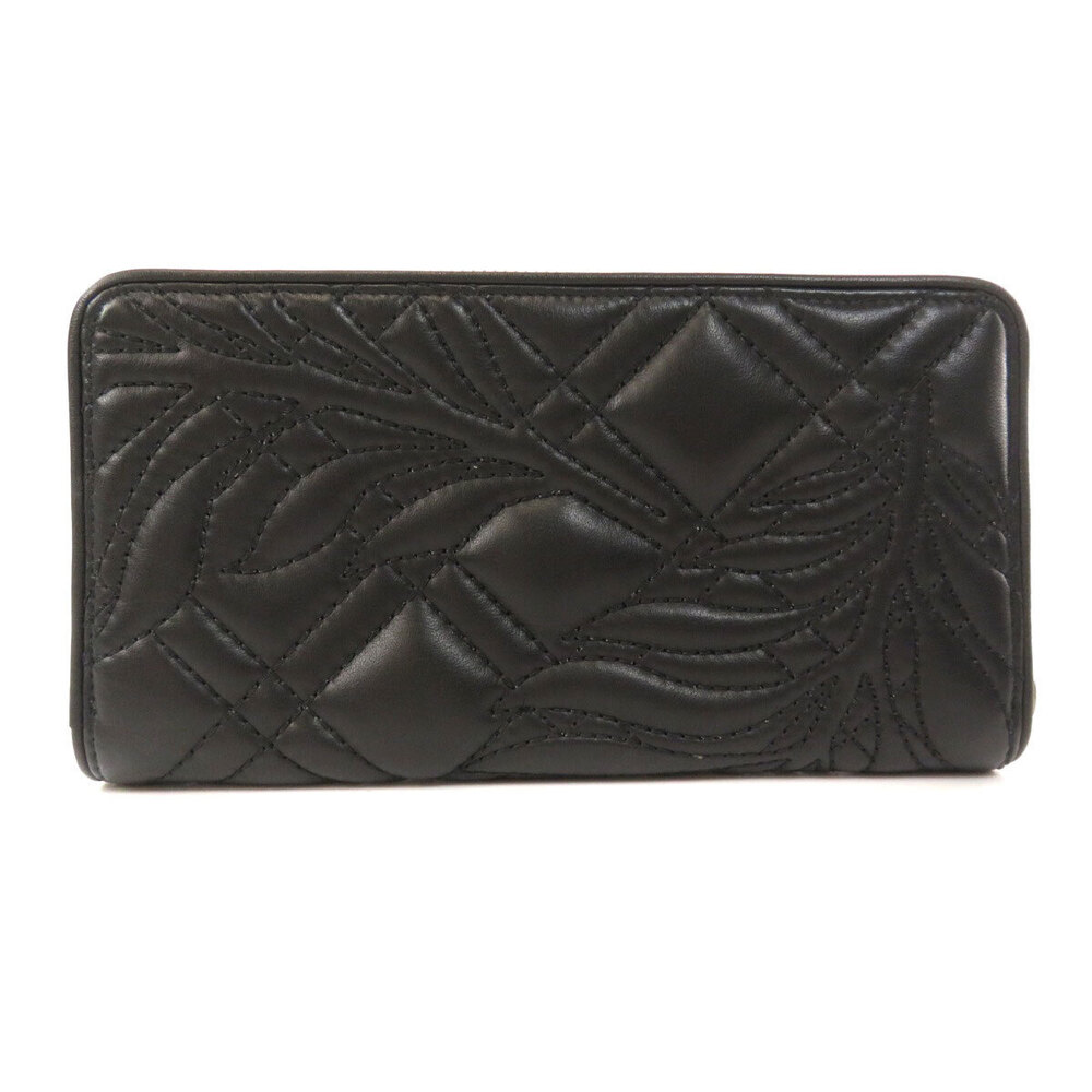 Balenciaga Long Leaf Quilted Wallet Leather Black